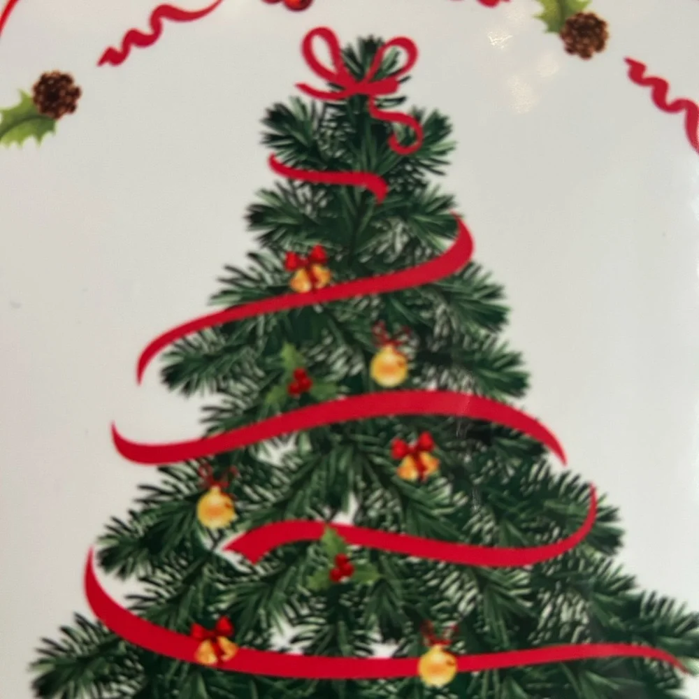 NEW Christmas Tree Trivet Porcelain Ceramic Holiday Cork Hanging Red Green